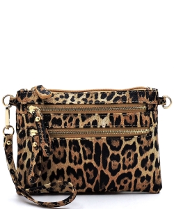Leopard Clutch & Cross Body Bag LE001 TAN